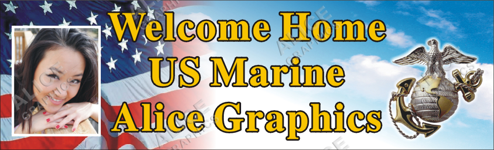 22inX72in Custom Personalized US ( U.S. ) Marine Welcome Home Party Vinyl Banner Sign with Your Photo