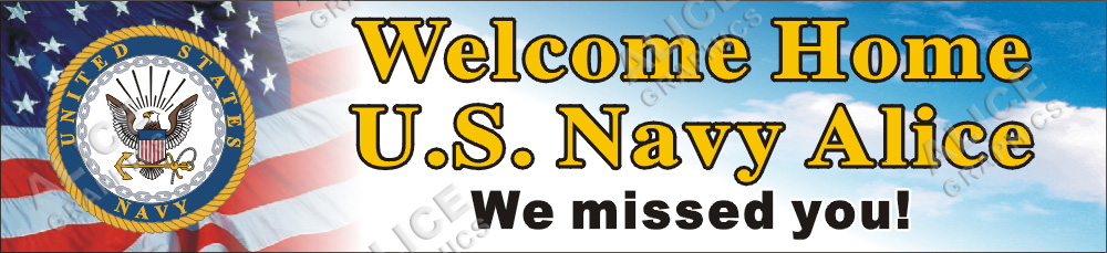 22inX96in Custom Personalized U.S. (US) Navy Welcome Home Party Vinyl Banner Sign