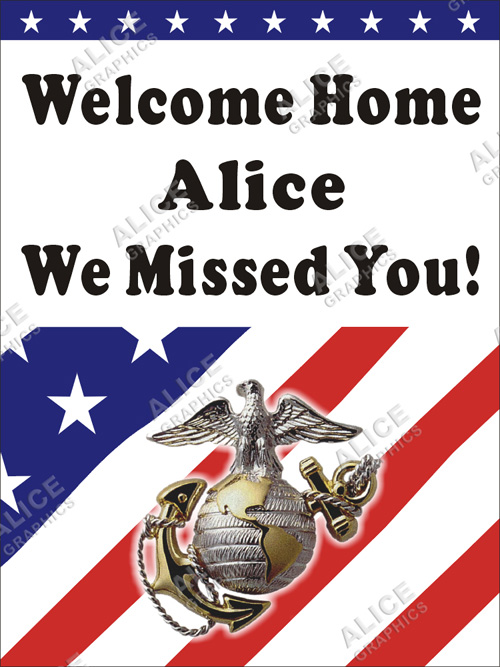 36inX48in Custom Personalized US (U.S.) Marine Welcome Home Party Vinyl Banner Sign