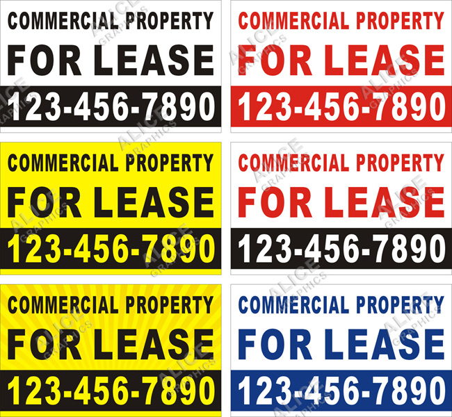 36inX60in Custom Printed COMMERCIAL PROPERTY FOR LEASE Vinyl Banner Sign with Your Phone Number