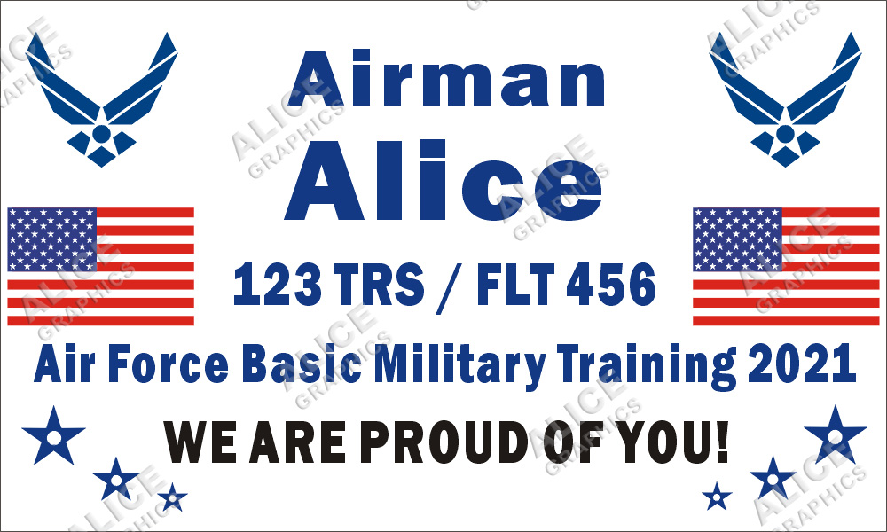 36inX60in Custom Personalized (Congratulations Airman) U.S. (US) Air Force Basic Military Training (BMT) Graduation Vinyl Banner Sign