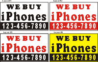 36inX60in Custom Printed WE BUY iPhones Vinyl Banner Sign with Your Phone Number