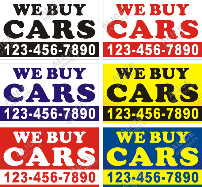 3ftX5ft (or 28inX46in) Custom Printed WE BUY CARS Banner Sign with Your Phone Number