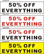 22inX84in 50% OFF EVERYTHING Sale (Half Price Sale) Vinyl Banner Sign