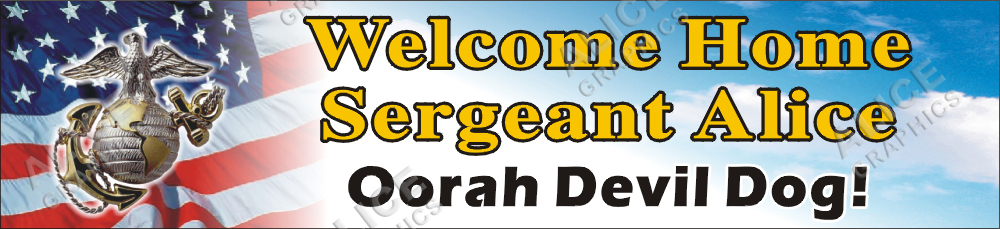 22inX96in Custom Personalized U.S. (US) Marine Welcome Home Party Vinyl Banner Sign