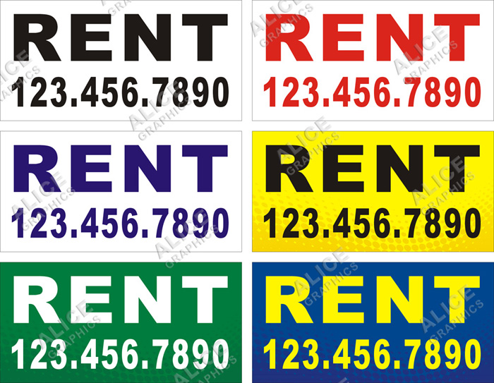 22inX44in (28inX56in, or 36inX72in) Custom Printed (For) RENT Vinyl Banner Sign with Your Phone Number