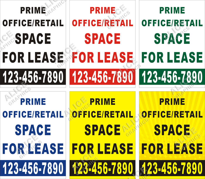 36inX48in Custom Printed PRIME OFFICE/RETAIL SPACE FOR LEASE Vinyl Banner Sign with Your Phone Number (Vertical)