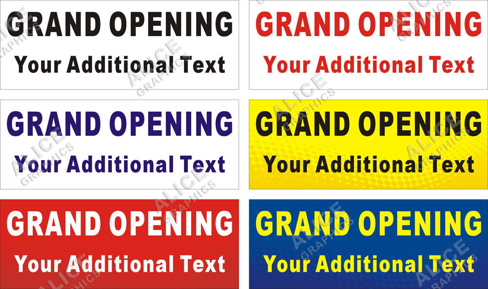 36inX96in Custom Printed Grand Opening Vinyl Banner Sign with Your Additional Text