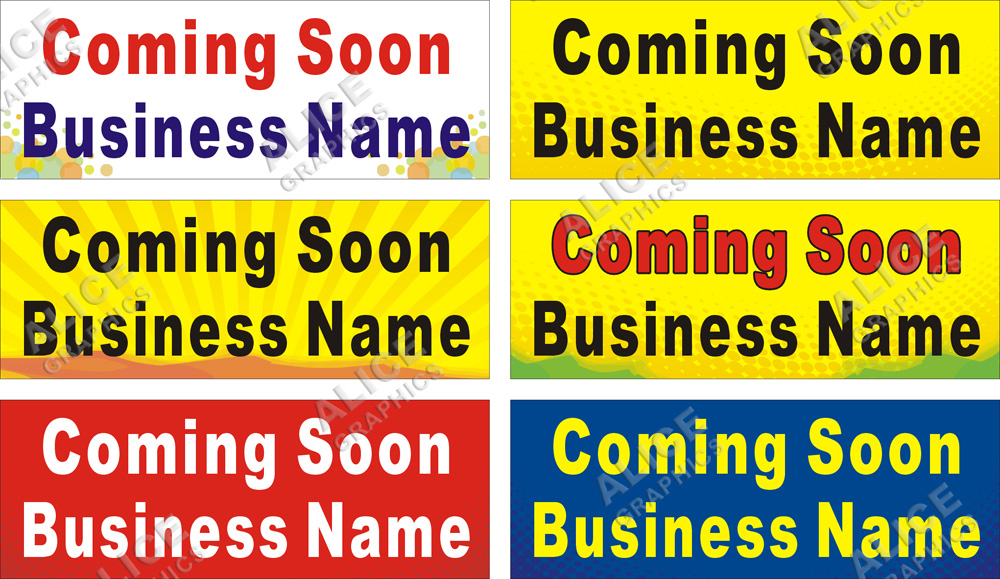 22inX60in Custom Printed Coming Soon (Now Open)  Vinyl Banner Sign with Your Business Name