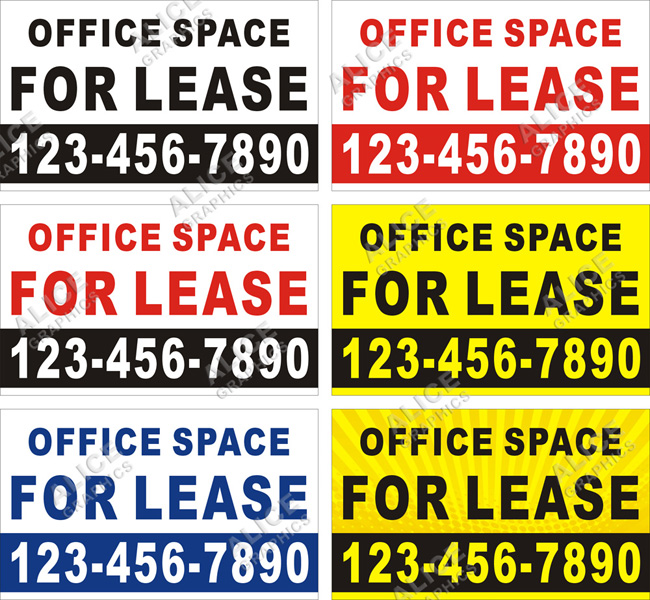 36inX60in Custom Printed OFFICE SPACE FOR LEASE Vinyl Banner Sign with Your Phone Number