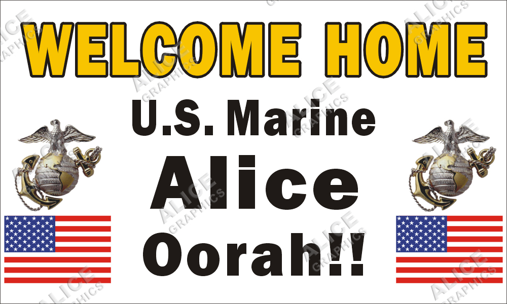 36inX60in Custom Personalized U.S. (US) Marine Corps Welcome Home Party Vinyl Banner Sign