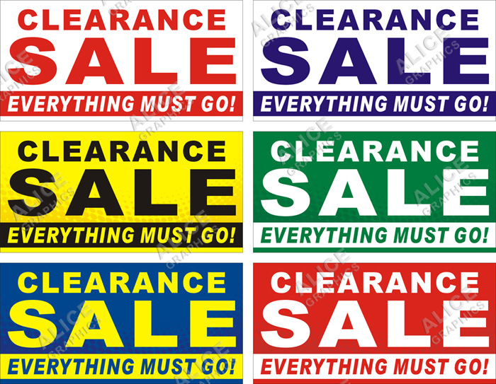 3ftX6ft (28inX56in, or 22inX44in) CLEARANCE SALE EVERYTHING MUST GO Vinyl Banner Sign