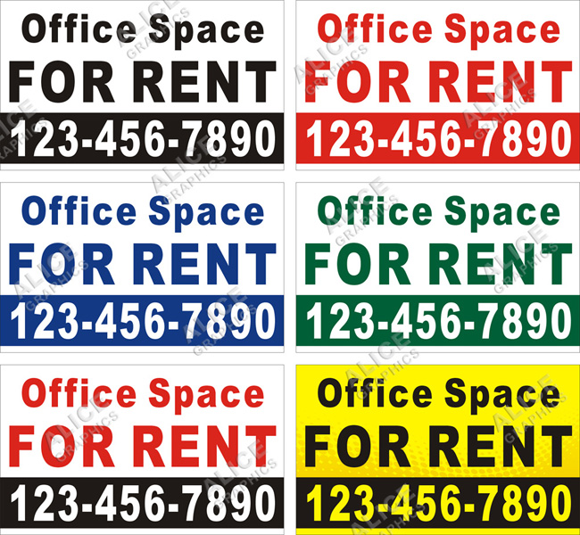 36inX60in Custom Printed Office Space FOR RENT Vinyl Banner Sign with Your Phone Number