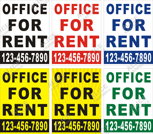 3ftX4ft (or 28inX37in) Custom Printed OFFICE FOR RENT Vinyl Banner Sign with Your Phone Number