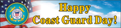 22inX96in Happy Coast Guard Day! Banner Sign