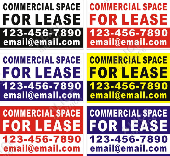 36inX60in Custom Printed COMMERCIAL SPACE FOR LEASE Vinyl Banner Sign
