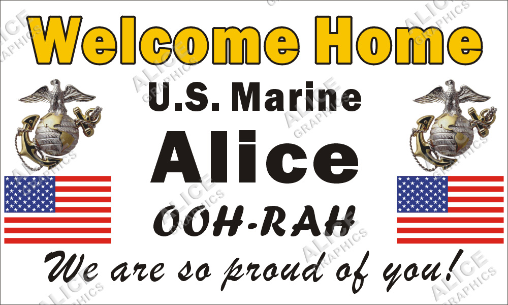 36inX60in Custom Personalized U.S. (US) Marine Welcome Home Party Vinyl Banner Sign