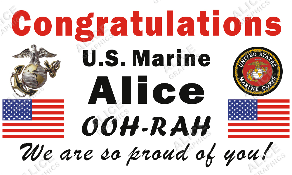 36inX60in Custom Personalized Congratulations US Marine Boot Camp Graduation Vinyl Banner Sign