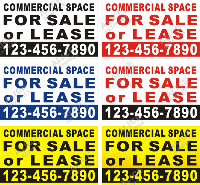 36inX60in Custom Printed COMMERCIAL SPACE FOR SALE or LEASE Vinyl Banner Sign with Your Phone Number