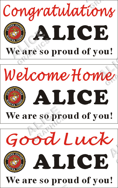 22inX44in (28inX56in, or 36inX72in) Personalized US Marine Corps Congratulations Marine Boot Camp Graduation, Welcome Home, or Good Luck at US Marine Boot Camp Banner Sign (2)
