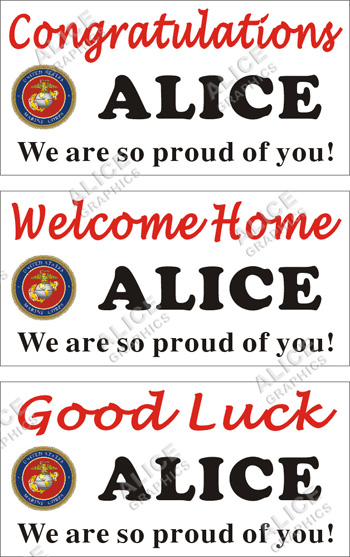 22inX44in Custom Personalized US Marine Corps Congratulations, Welcome Home, or Good Luck Vinyl Banner Sign (3)