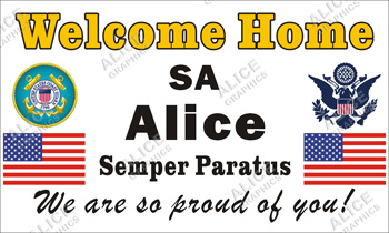 3ftX5ft (or 28inX46in) Custom Personalized Welcome Home USCG (United States Coast Guard) Vinyl Banner Sign