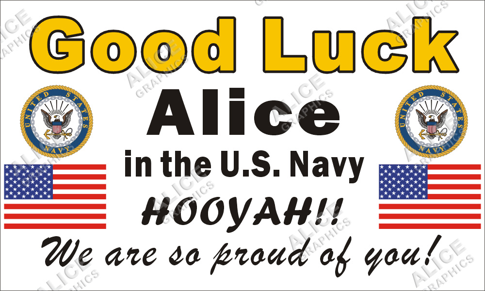 3ftX5ft (or 28inX46in) Custom Personalized US Navy Going Away Goodbye Farewell Deployment Party Vinyl Banner Sign - Good Luck in the US Navy (at US Navy Boot Camp)