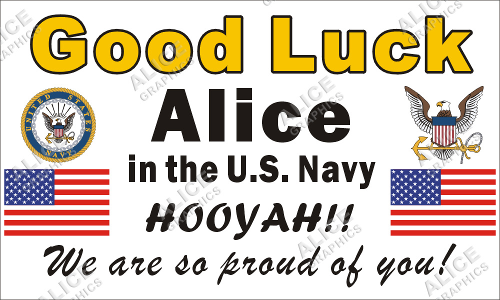 36inX60in Custom Personalized US Navy Going Away Goodbye Farewell Deployment Party Vinyl Banner Sign - Good Luck in the US Navy (at US Navy Boot Camp)