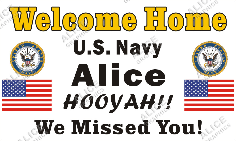 3ftX5ft (or 28inX46in) Custom Personalized US Navy Welcome Home Party Vinyl Banner Sign