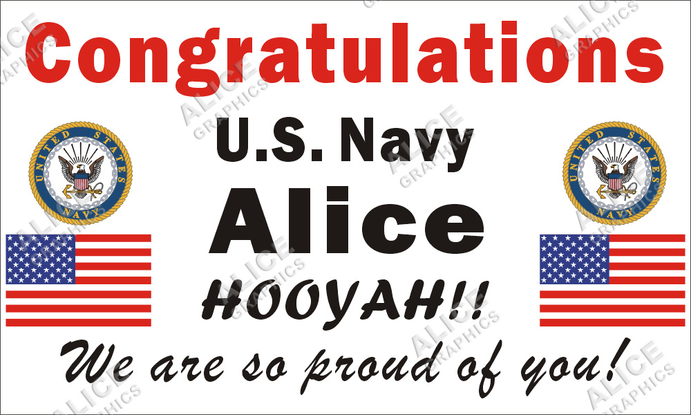 3ftX5ft (or 28inX46in) Custom Personalized Congratulations US Navy  Boot Camp Graduation Banner Sign