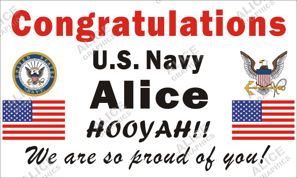 36inX60in Custom Personalized Congratulations US Navy Boot Camp Graduation Vinyl Banner Sign