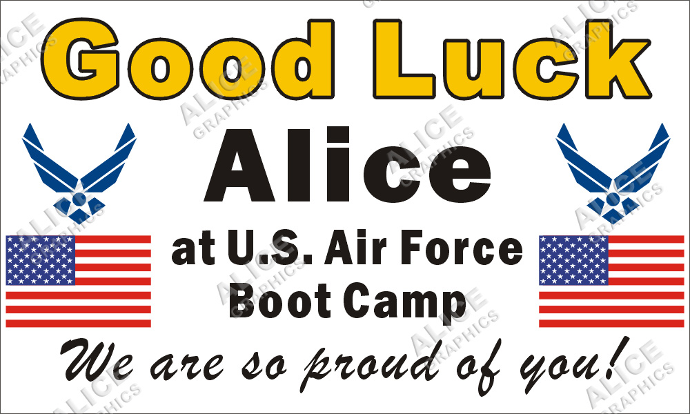 3ftX5ft (or 28inX46in) Custom Personalized US Air Force Going Away Goodbye Farewell Deployment Party Vinyl Banner Sign - Good Luck At U.S. Air Force Boot Camp