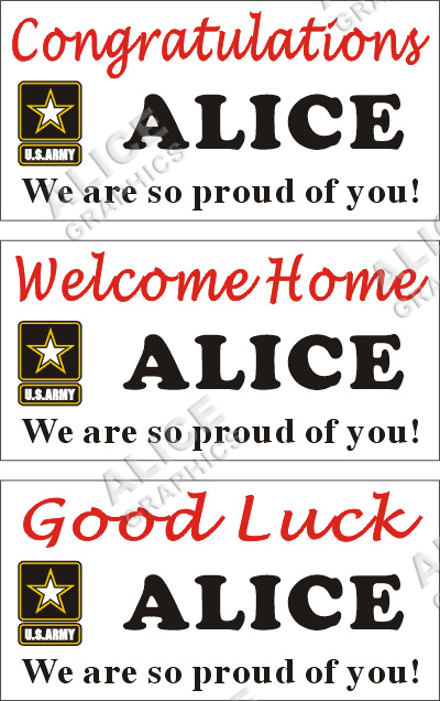 22inX44in (28inX56in, or 36inX72in) Custom Personalized US Army Congratulations Boot Camp Graduation, Welcome Home, or Good Luck Banner Sign