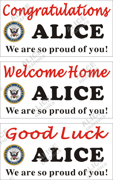 22inX44in (28inX56in, or 36inX72in) Custom Personalized US Navy Congratulations Boot Camp Graduation, Welcome Home, or Good Luck Banner Sign