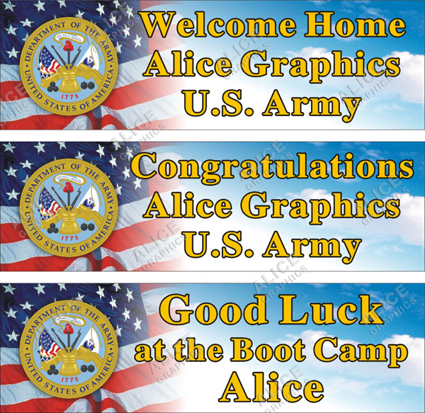 22inX72in (28inX92in, or 36inX118in) Custom Personalized U.S. ( US ) Army Welcome Home, Congratulations Boot Camp Graduation, or Good Luck at the Boot Camp Goodbye Farewell Party Banner Sign #2