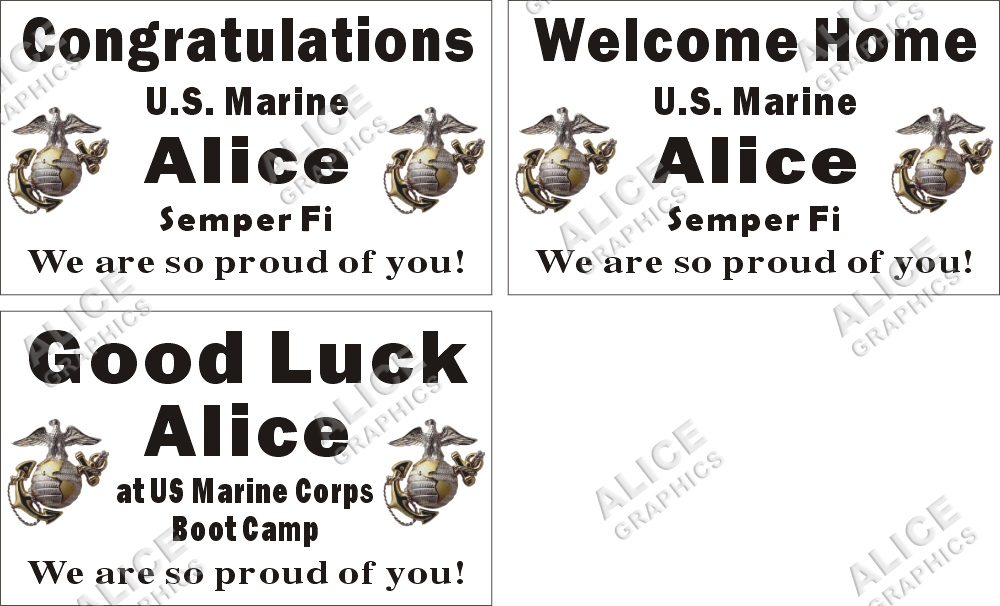 3ftX5ft (or 28inX46in) Custom Personalized US Marine Corps Congratulations Marine Boot Camp Graduation, Welcome Home, or Good Luck at US Marine Boot Camp Goodbye Farewell Party Vinyl Banner Sign