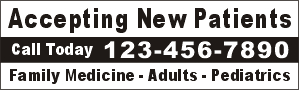 36inX120in Custom Printed Accepting New Patients Banner