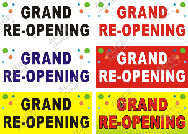 22inX48in GRAND RE-OPENING (Reopening) Vinyl Banner Sign