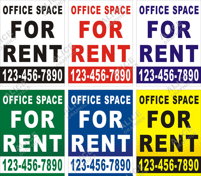 36inX48in Custom Printed OFFICE SPACE FOR RENT Vinyl Banner Sign with Your Phone Number