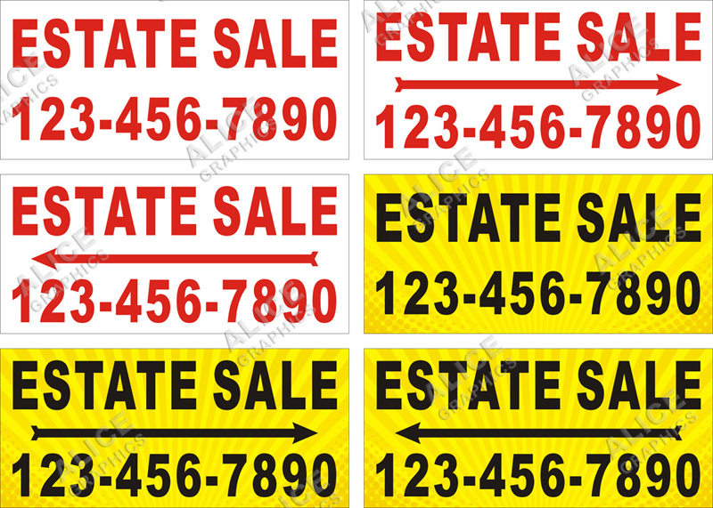 22inX48in Custom Printed ESTATE SALE Vinyl Banner Sign with Your Phone Number