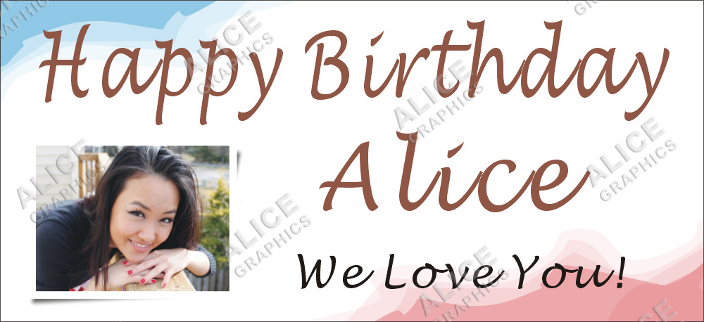 22inX48in Custom Personalized Happy Birthday Party Vinyl Banner Sign with Your Photo