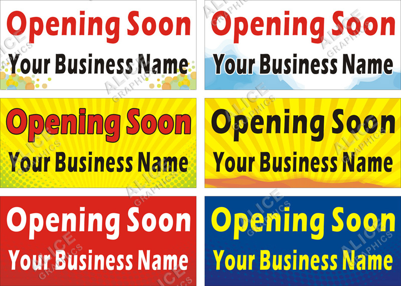 22inX48in Custom Printed Opening Soon Vinyl Banner Sign with Your Business Name