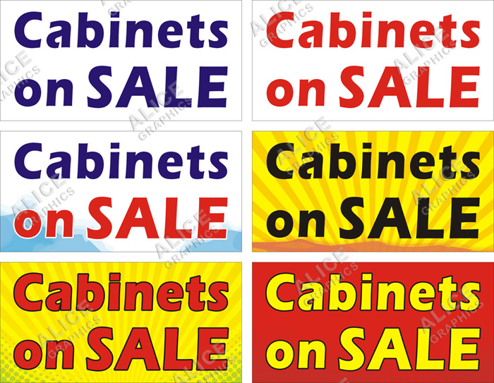 22inX44in (28inX56in, or 36inX72in) Cabinets on SALE Vinyl Banner Sign