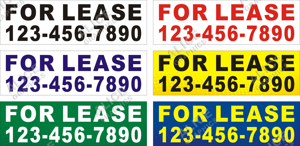 22inX72in (28inX92in, or 36inX118in) Custom Printed FOR LEASE Vinyl Banner Sign with Your Phone Number