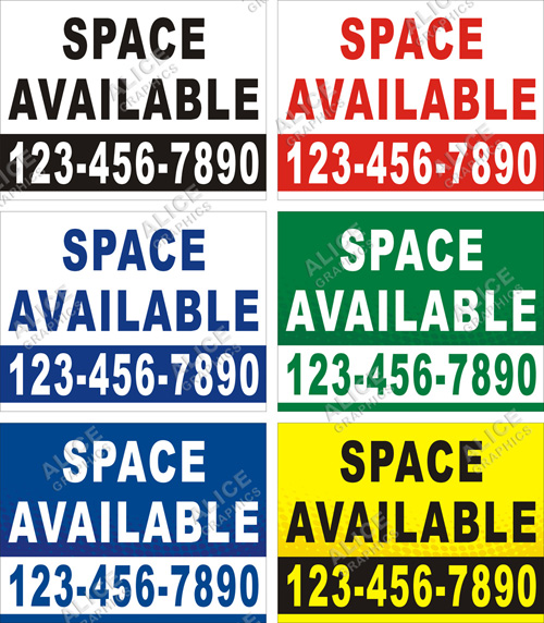 36inX48in Custom Printed SPACE AVAILABLE ( For Lease, For Rent ) Vinyl Banner Sign with Your Phone Number