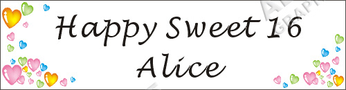22inX84in (28inX107in, or 36inX138in) Custom Personalized Happy Sweet 16 (Happy 16th Birthday) Vinyl Banner Sign