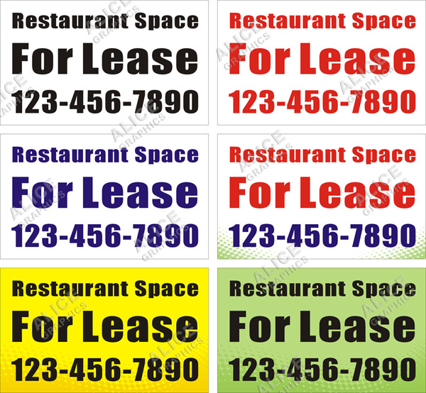 36inX60in Custom Printed Restaurant Space For Lease Vinyl Banner Sign with Your Phone Number