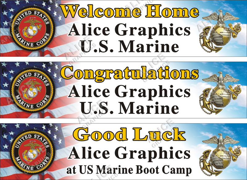 22inX96in Custom Personalized US Marine Corps Welcome Home, Congratulations US Marine Boot Camp Graduation, or Good Luck at Marine Boot Camp Party Vinyl Banner Sign #2