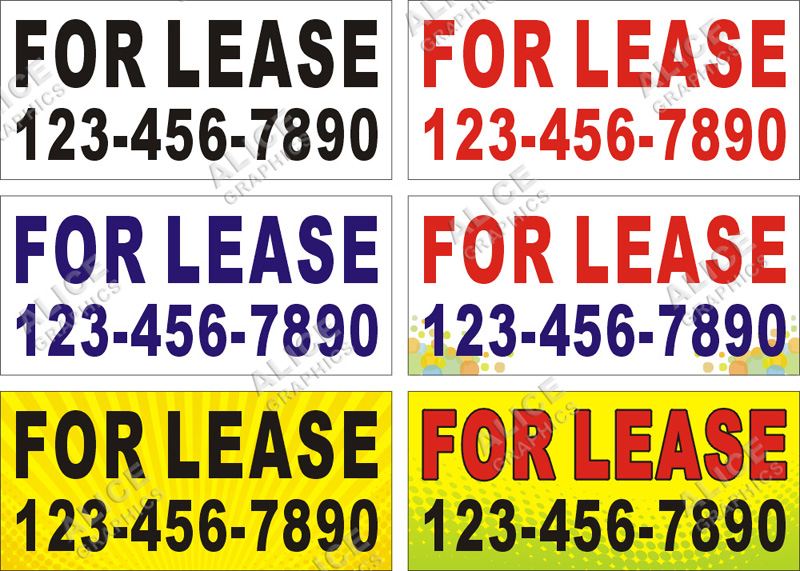 22inX48in Custom Printed FOR LEASE Vinyl Banner Sign with Your Phone Number