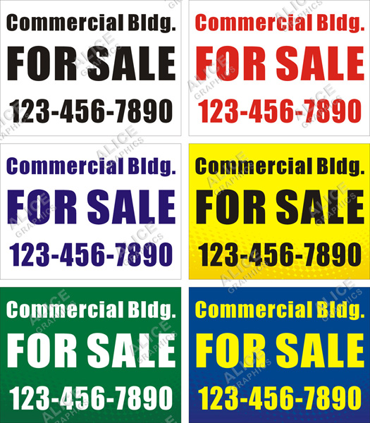 36inX48in Custom Printed Commercial Bldg. (Building) FOR SALE Vinyl Banner Sign with Your Phone Number